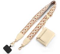 Diaclara Clip and Go Phone Strap with Zipper Pouch- Stylish Crossbody Adjustable Chain Lanyard with Leather Wallet for All Phones, Brown