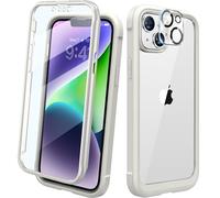 Diaclara Designed for iPhone 14 Case, Full Body Rugged Case with Built-in Touch Sensitive Anti-Scratch Screen Protector, with Camera Lens Protector for iPhone 14 6.1" (White)