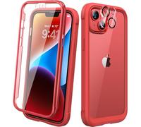 Diaclara Designed for iPhone 14 Case, Full Body Rugged Case with Built-in Touch Sensitive Anti-Scratch Screen Protector, with Camera Lens Protector for iPhone 14 6.1" (Red)