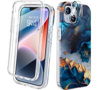 Diaclara Designed for iPhone 14 Plus Case, Full Body Rugged Case with Built-in Touch Sensitive Anti-Scratch Screen Protector, with Camera Lens Protector for iPhone 14 Plus 6.7" (Dazzling Blue)