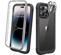 Diaclara Designed for iPhone 14 Pro Max Case, Full Body Rugged Case with Built-in Touch Sensitive Protector, with Camera Lens Protector for iPhone 14 Pro Max 6.7" (Black)