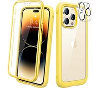 Diaclara Designed for iPhone 14 Pro Max Case, Full Body Rugged Case with Built-in Touch Sensitive Protector, with Camera Lens Protector for iPhone 14 Pro Max 6.7" (Yellow)