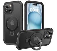 Diaclara Designed for iPhone 15 Case with Stand, Compatible with MagSafe Built-in Touch Sensitive Anti-Scratch Screen Protector, with Camera Lens Protector for iPhone 15 6.1" - Black