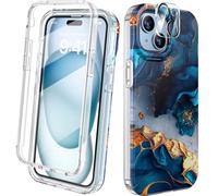 Diaclara Designed for iPhone 15 phone Case, Full Body Rugged Case with Built-in Touch Sensitive Anti-Scratch Screen Protector, with Camera Lens Protector for iPhone 15 6.1" (Dazzling Blue)