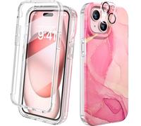 Diaclara Designed for iPhone 15 phone Case, Full Body Rugged Case with Built-in Touch Sensitive Anti-Scratch Screen Protector, with Camera Lens Protector for iPhone 15 6.1" (Dazzling Pink)