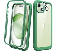 Diaclara Designed for iPhone 15 phone Case, Full Body Rugged Case with Built-in Touch Sensitive Anti-Scratch Screen Protector, with Camera Lens Protector for iPhone 15 6.1" (Green)