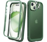 Diaclara Designed for iPhone 15 phone Case, Full Body Rugged Case with Built-in Touch Sensitive Anti-Scratch Screen Protector, with Camera Lens Protector for iPhone 15 6.1" (Frosted Green)