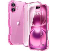 Diaclara Designed for iPhone 16 Case, Full Body Rugged Case with Built-in Touch Sensitive Anti-Scratch Screen Protector, Upgraded [Full Camera Protection] for iPhone 16 6.1" (Clear Pink)