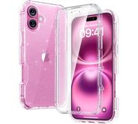 Diaclara Designed for iPhone 16 Case, Full Body Rugged Case with Built-in Touch Sensitive Anti-Scratch Screen Protector, Upgraded [Full Camera Protection] for iPhone 16 6.1" (Clear Glitter)