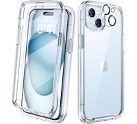 Diaclara for iPhone 15 Plus Case, Full Body Rugged Case with Built-in Touch Sensitive Anti-Scratch Screen Protector + Glass Camera Lens Protector for iPhone 15 Plus 6.7" (Clear)