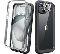 Diaclara for iPhone 15 Plus Case, Full Body Rugged Case with Built-in Touch Sensitive Anti-Scratch Screen Protector + Glass Camera Lens Protector for iPhone 15 Plus 6.7" (Black)