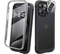 Diaclara for iPhone 15 Pro Case, Full Body Rugged Case with Built-in Touch Sensitive Anti-Scratch Screen Protector + Glass Camera Lens Protector for iPhone 15 Pro 6.1" (Frosted Black)