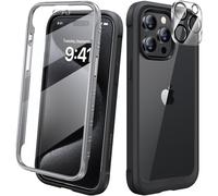 Diaclara for iPhone 15 Pro Max Case, Full Body Rugged Case with Built-in Touch Sensitive Anti-Scratch Screen Protector + Glass Camera Lens Protector for iPhone 15 Pro Max 6.7" (Black)