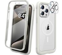 Diaclara Magnetic Designed for iPhone 15 Pro Case [Compatible with MagSafe], 360° Full Body Case with Screen Protector + Camera Lens Protector for iPhone 15 Pro 6.1" (White)