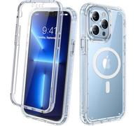 Diaclara Magnetic for iPhone 13 Pro Max Case 6.7-Inch, Full Body Bumper Case with Built-in Touch Sensitive Anti-Scratch Screen Protector, [Full Camera Protection] Flip Case (Clear)