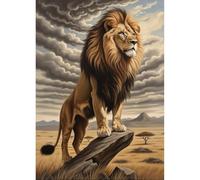 DIADAY 5D Diamond Art Painting Kit, Lion Diamond Art Kits for Adults, Round Full Drill African Wildlife Animal Painting DIY Dot Gem Crafts Home Wall Decor Gift 30x30cm (12x12 Inch)