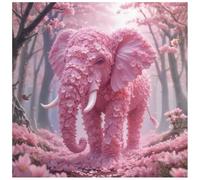 DIADAY 5D Diamond Painting Kits for Adults Elephant, Pink Elephant Diamond Art Kits for Adults, Full Drill Round Gem DIY Arts and Crafts Home Wall Decor Gift 12 x 12 Inches/30x30cm