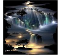 DIADAY 5D Diamond Painting Kits for Adults Waterfall Landscape, Landscape Diamond Art Kits, Full Drill Round Gem Diamond Dot Painting, DIY Adult Crafts Home Wall Decor Gift 12 x 12 Inches/30x30cm