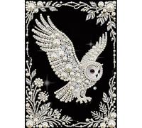 DIADAY 5D DIY Pearl Painting Kit for Adults Owl, Pearl & Diamond Art Painting Special Shape Rhinestones, Relaxing 3D Relief Art Craft Home Wall Decor Gift, 12 × 16 Inches/30 * 40cm