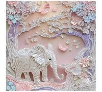 DIADAY 5D Elephant Special Shape Diamond Painting Kits for Adults, Crystal Diamond Art Kits Elephant, Partial Drill Diamond Dot Painting DIY Animal Crafts Home Wall Decor Gift 30x30cm