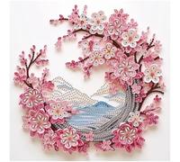 DIADAY Cherry Blossom Special Shape Diamond Painting Kits for Adults, 5D Partial Crystal Rhinestone Diamond Art Kits Floral Landscape, DIY Crafts Home Wall Decor Gift Art 12 x 12 Inches/30x30cm