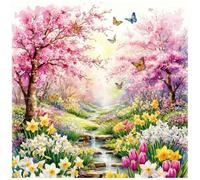 DIADAY Diamond Painting Kits for Adults Cherry Blossom, Diamond Art 40x40cm | 5D Large Diamond Art Kits, DIY Crystal Gem Art Kit, Round Full Drill, Relaxing Craft Home Wall Decor Gift, Beginner Friendly