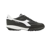 Diadora Calcetto LT Turf Soccer Shoes - Full Grain Leather, Enhanced Cushioning, Anti-Wear Rubber, Synthetic Turf, Optimal Traction and Stability, Black/White/White, 9 UK
