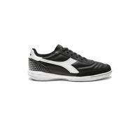 Diadora Calcetto LT Turf Soccer Shoes - Full Grain Leather, Enhanced Cushioning, Anti-Wear Rubber, Synthetic Turf, Optimal Traction and Stability, Black/White (Indoor), 9 UK