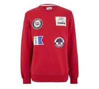Diadora Mens Sailing Patch Crew Neck Long Sleeve Sweatshirt in Grey - Red - Size Small