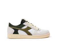 Diadora Unisex Magic Basket Low Suede Leather Gymnastics Shoe, D1006 White Kombu Green, 7.5 UK
