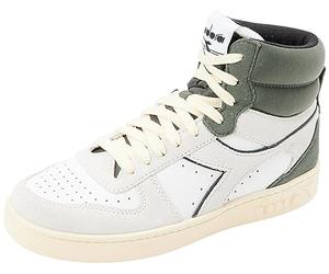 Diadora Unisex Magic Basket Mid Suede Gymnastics Shoes, White Dark Forest, 9 UK