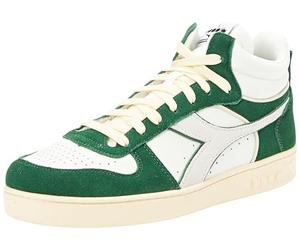 Diadora Unisex's Magic Basket Demi Cut Suede Leather Gymnastics Shoe, White Leaf Green, 11.5 UK