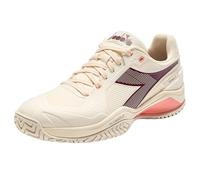 Diadora Women's Blushield Torneo 3 All Ground Tennis Shoe., Whisper White/Maroon Banner/Desert Flower, 7 UK