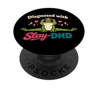 Diagnosed With Slay-DHD Funny Frog Meme ADHD PopSockets Adhesive PopGrip