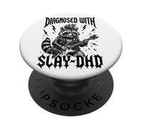 Diagnosed With Slay DHD : Metal Music Guitar Lovers Raccoon PopSockets Adhesive PopGrip