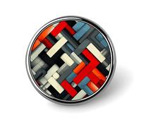 Diagonal Geometric Badges Decorative, Durable Aluminum Alloy Round Badge, Lightweight Button Brooch for Shirts, Jackets, Hats, Uniforms 1"