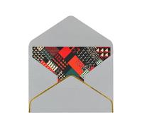 Diagonal Geometric Pattern Luxury Pearl Paper Greeting Card With Gold Border, Blank Inside, With Envelope - Birthday, Wedding, Christmas, Valentine