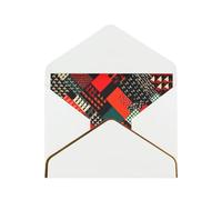 Diagonal Geometric Pattern Luxury Pearl Paper Greeting Card With Gold Border, Blank Inside, With Envelope - Birthday, Wedding, Christmas, Valentine