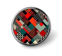 Diagonal Geometric Pattern Round Badge Brooch Fashion Lapel Tie Pins Lightweight Metal Brooch Badge For Men Women Costume Decorative Accessory