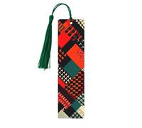 Diagonal Geometric Pattern Wooden Bookmark 5pcs for Book Lovers,DIY Wood Craft Bookmarks with Colorful Tassels Wooden Gift Tags Labels Rectangle Bookmarks Ornaments Unusual Gift for Men Women
