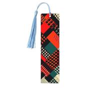 Diagonal Geometric Pattern Wooden Bookmark 5pcs for Book Lovers,DIY Wood Craft Bookmarks with Colorful Tassels Wooden Gift Tags Labels Rectangle Bookmarks Ornaments Unusual Gift for Men Women