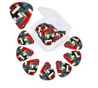 Diagonal Geometric Print Guitar Picks 12 Pack with Custom Organizer Storage Box Guitar Accessories Ukulele for Acoustic Guitar Bass Guitar Day Gift