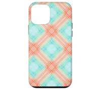 Diagonal Ombre Plaid Pattern Coastal Pastel Boho Case for iPhone 12 mini