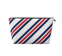 Diagonal Stripe Art Leather Travel Makeup Bag-Waterproof Cosmetic Pouch