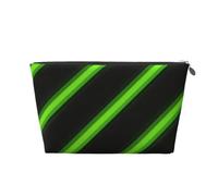 Diagonal Stripe Leather Travel Makeup Bag-Waterproof Cosmetic Pouch