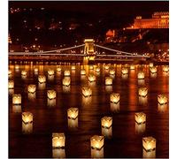 Diagtree 20 PCS Biodegradable 5.9-Inch Floating Water Candle Chinese Paper Lanterns for Wishing Praying Blessing Wedding Festival Event Party Patio Memorial Pool Side Decoration (20 Pack)