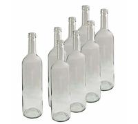 DIAH 8 Pack 750ml Clear Glass Bordeaux Wine Bottles - Professional DIY Homebrew Bottles for White & Rosé Wine - Elegant High-Shoulder Design for Standard Corking (Set of 8)