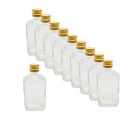 DIAH DO IT AT HOME 10 Pack 50ml Miniature Glass Flask Bottles with Gold Screw Caps - Small Empty Spirit Bottles for DIY Wedding Favors, Homemade Gin & Vodka Samples, Liqueur Gifts & Party Bags