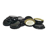 DIAH DO IT AT HOME 100 Pack Black Crown Caps 26mm - Decorative Beer Bottle Caps for DIY Homebrew, Fruit Cider & Beers - Airtight Sealing Crowns for Standard Glass Bottles (Set of 100)