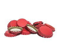 DIAH DO IT AT HOME 100 Pack Red Crown Caps 26mm - Decorative Beer Bottle Caps for DIY Homebrew, Fruit Cider & Radler - Airtight Sealing Crowns for Standard Glass Bottles (Set of 100)